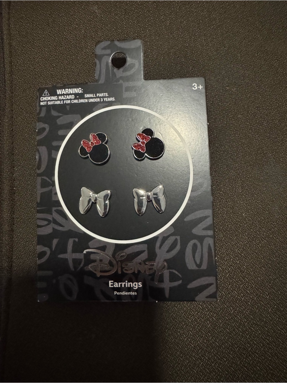Disney Minnie Mouse Stud Earring Set - Black & Red with Silver Bows New Gift - Picture 3 of 7
